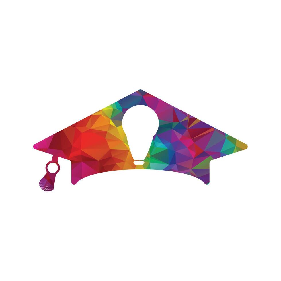 educación vector logo diseño modelo. graduación gorra con ligero bulbo icono.