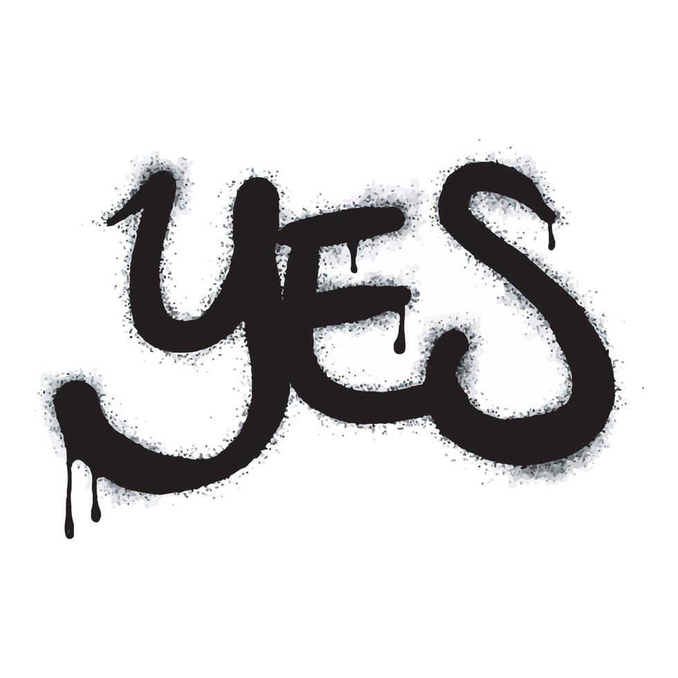 graffiti Words and symbols yes or agree are sprayed in black vector