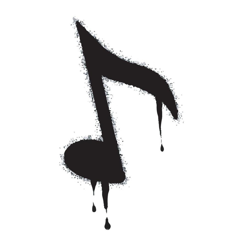 Spray Painted Graffiti Tone icon Word Sprayed isolated with a white background. graffiti Note music icon with over spray in black over white. Vector illustration.