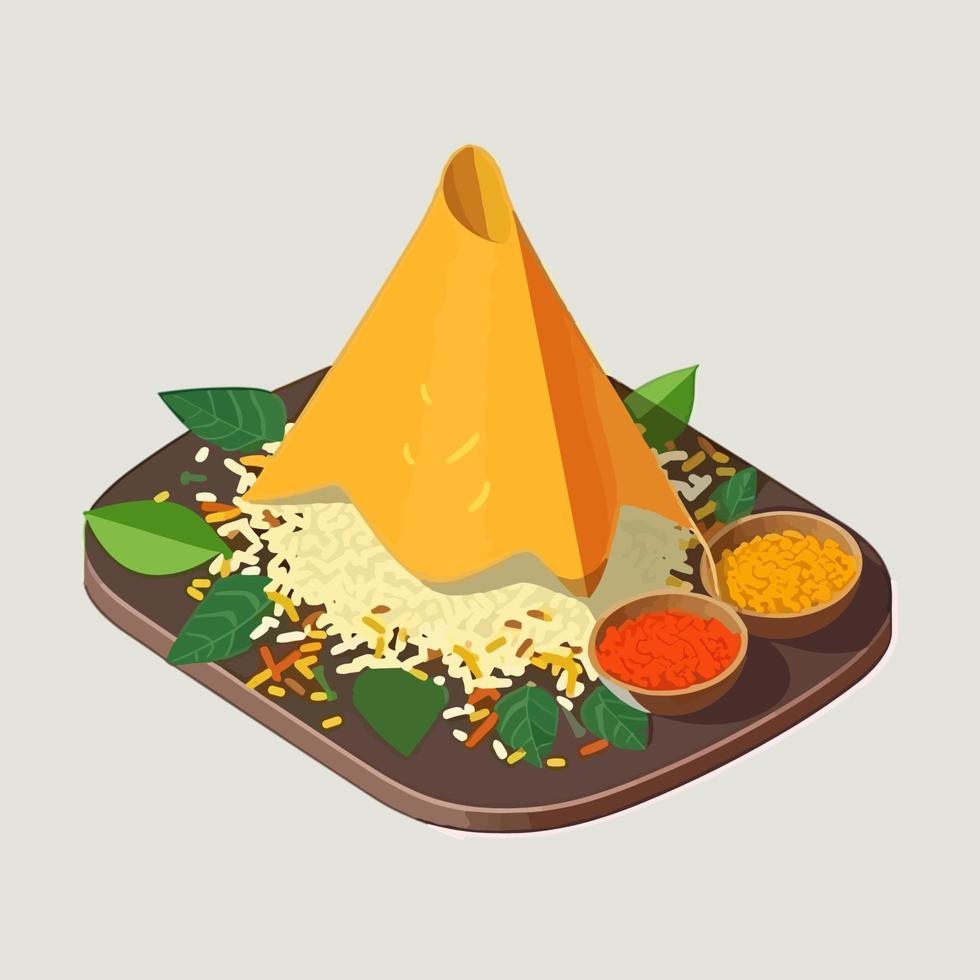 Masala Dosa unique served illustration, Indian traditional food with sambhar vector