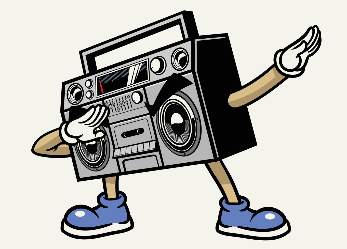 retro boombox  stereo tape mascot character dabbing pose vector