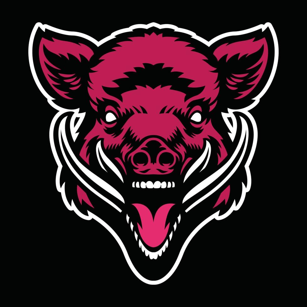 angry wild boar head mascot vector