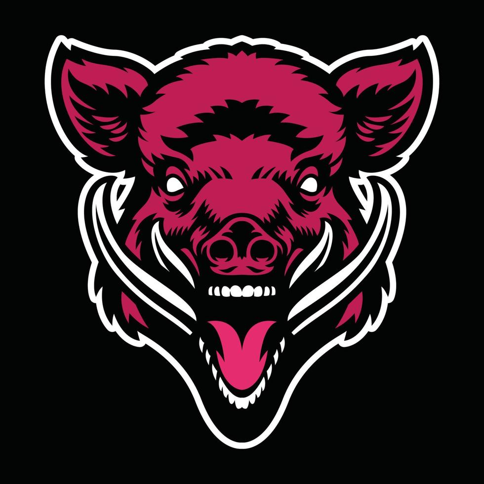 angry wild boar head mascot vector