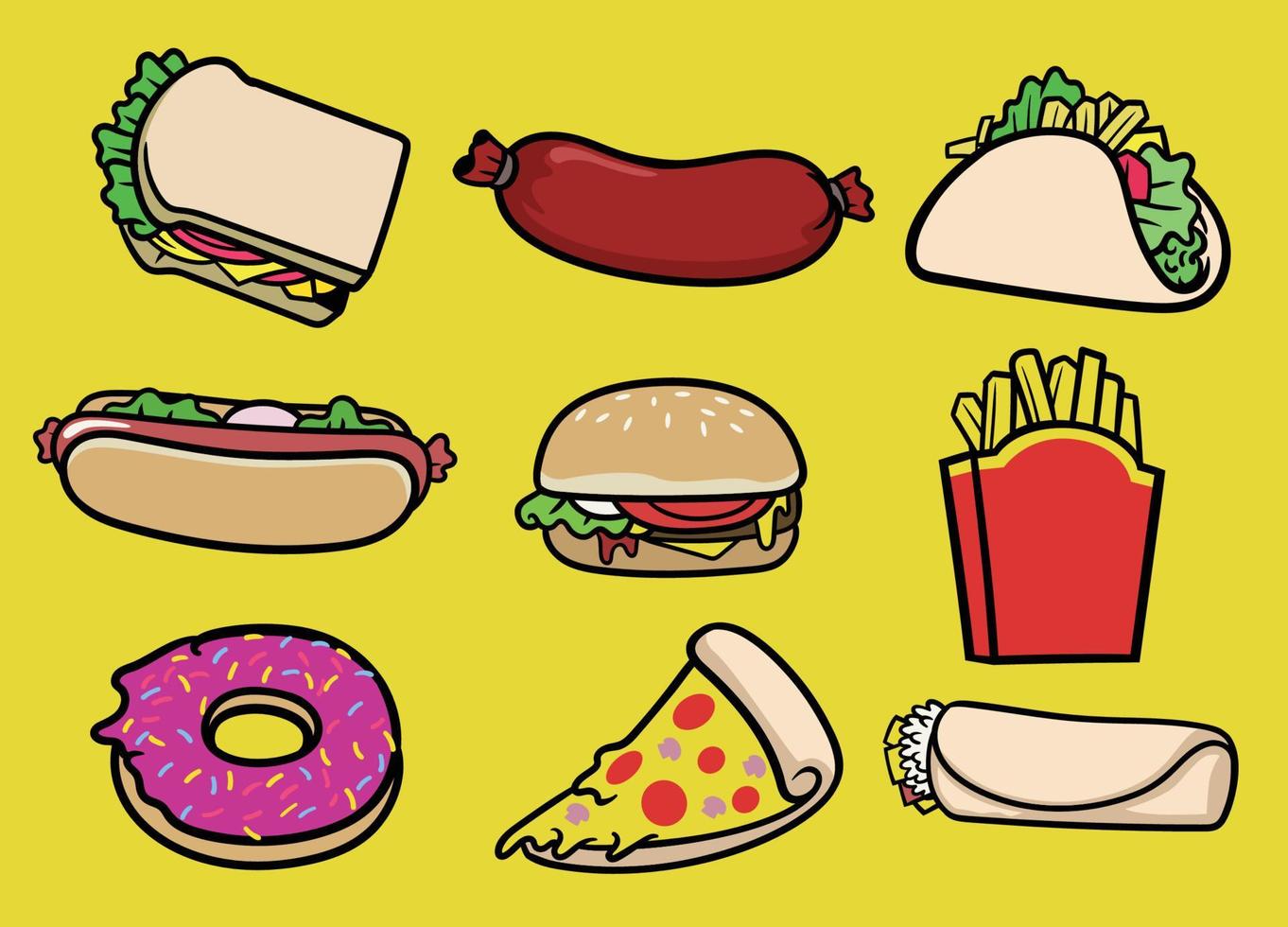 set of fast food collection vector