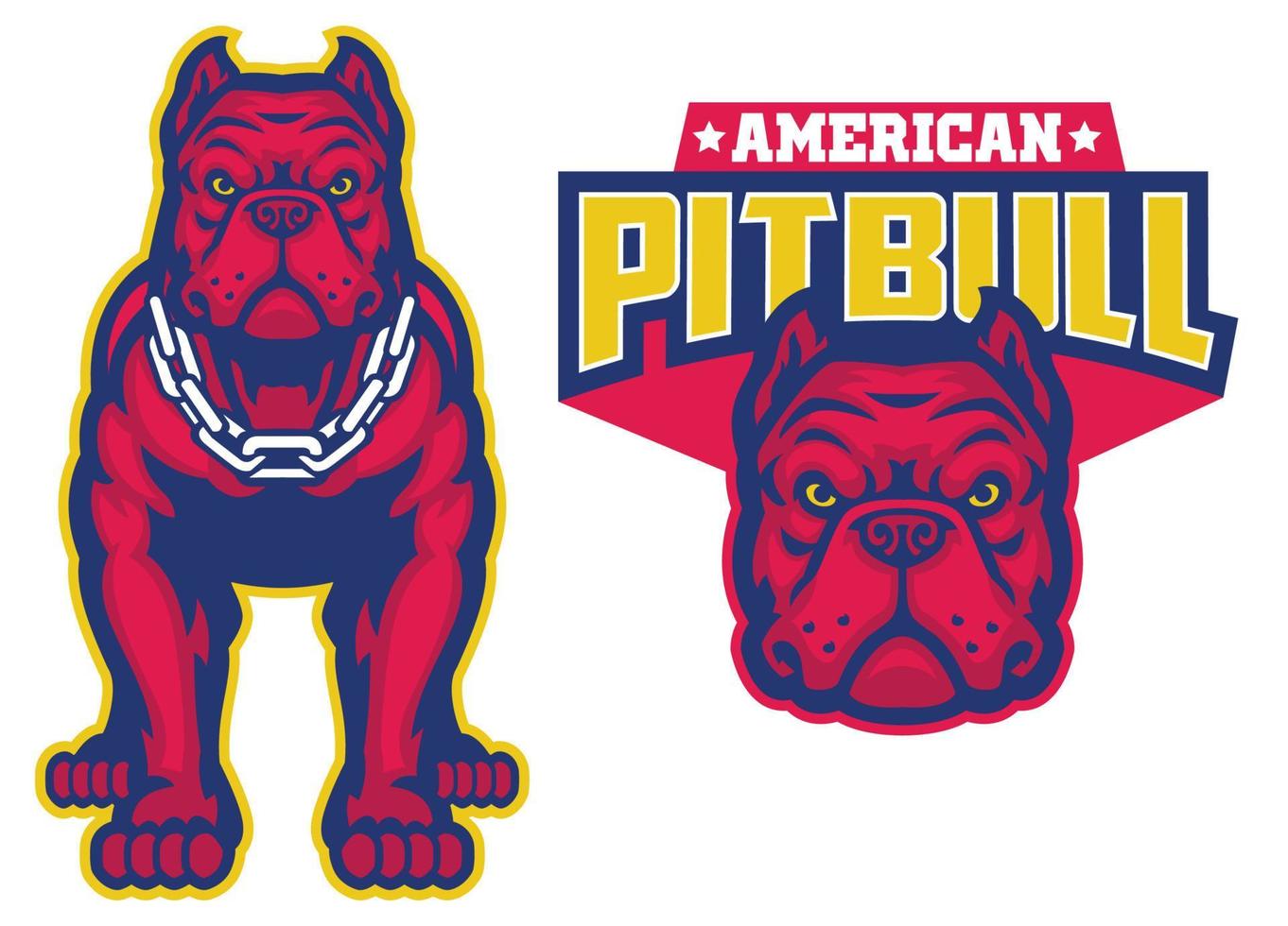 set of muscle pitbull dog in sport mascot style vector