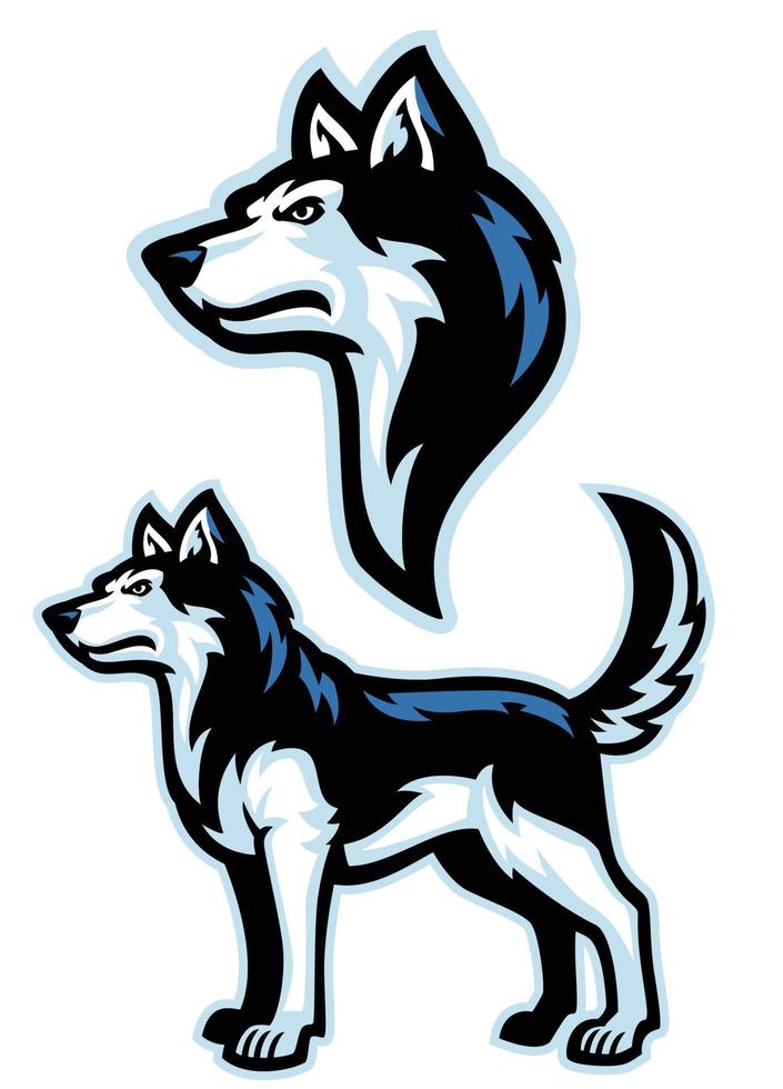 siberian husky dog mascot set vector