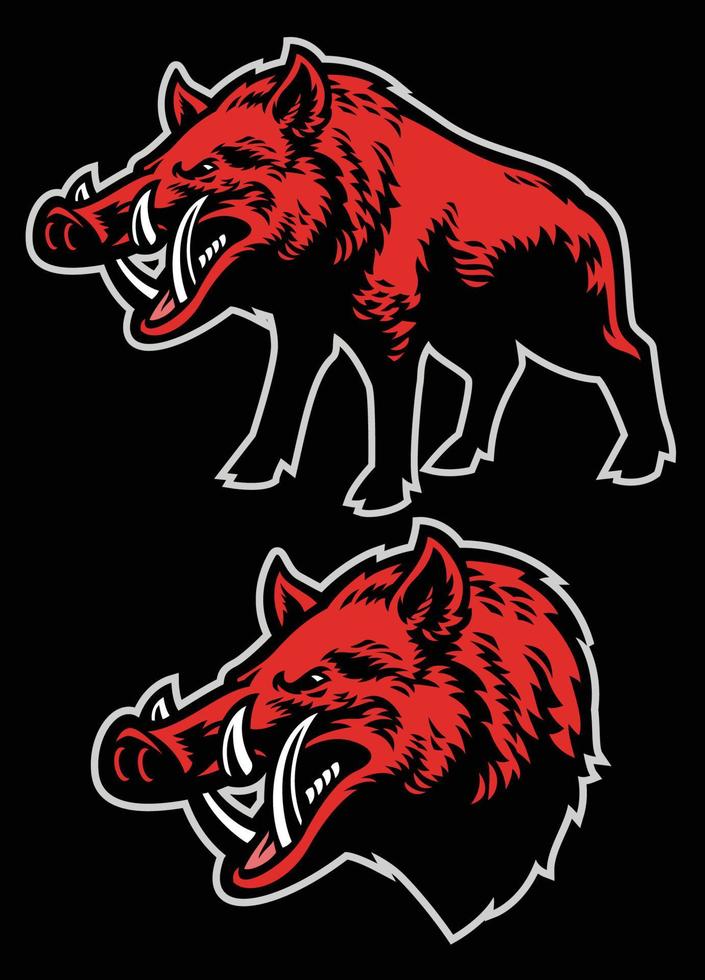 wild boar mascot set vector