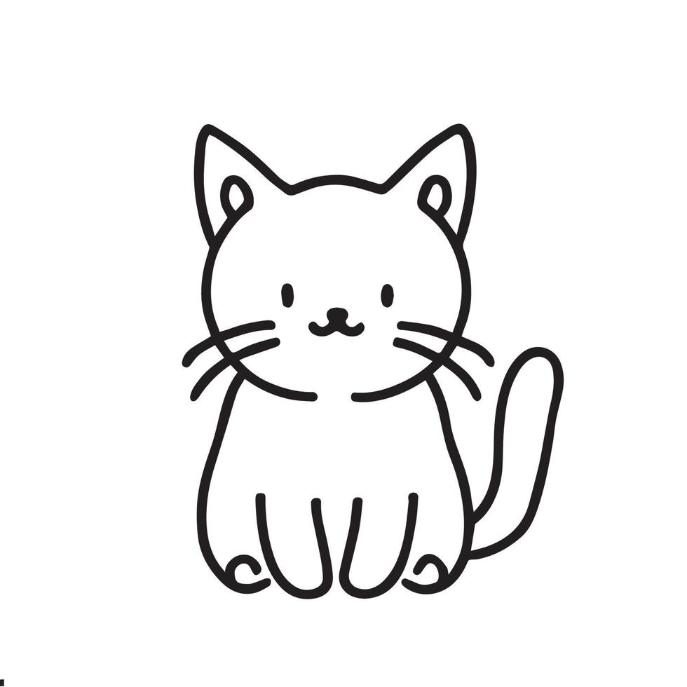 cute cat line art for drawing vector