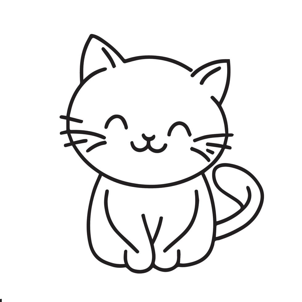 cute cat line art for drawing vector