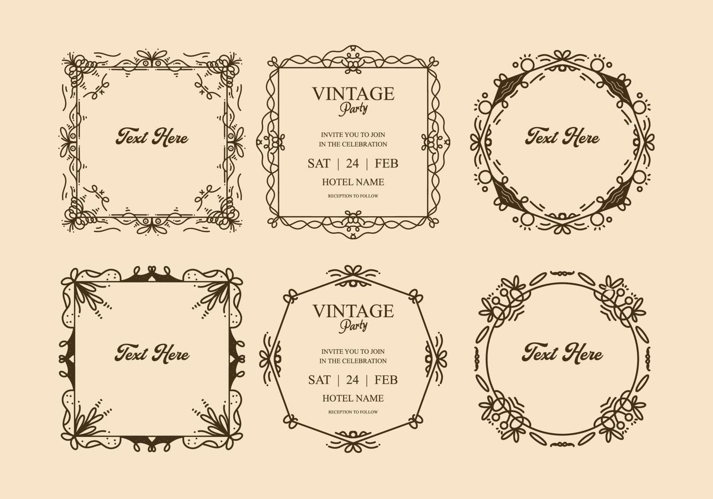 Elegant vintage frame design for invitation card vector