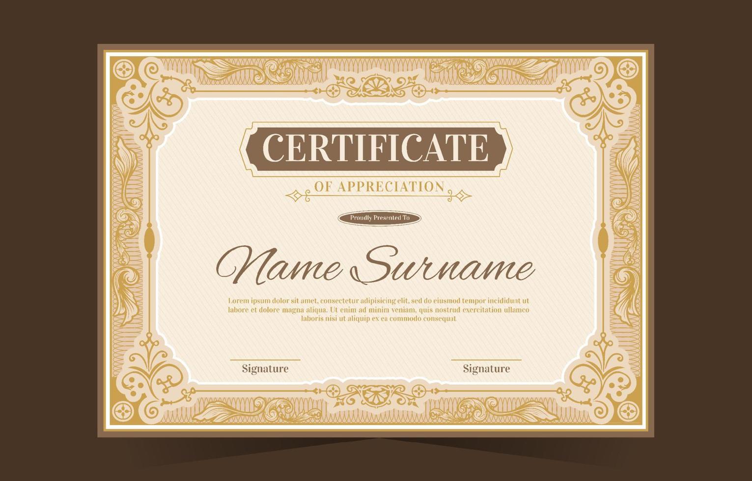 Classic Certificate Of Appreciation Template vector