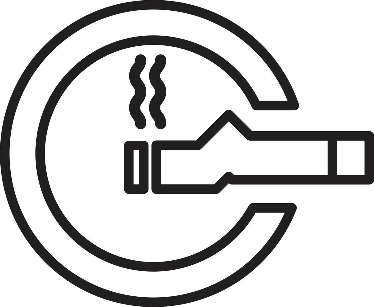 cigarette butts with an ashtray icon outline vector