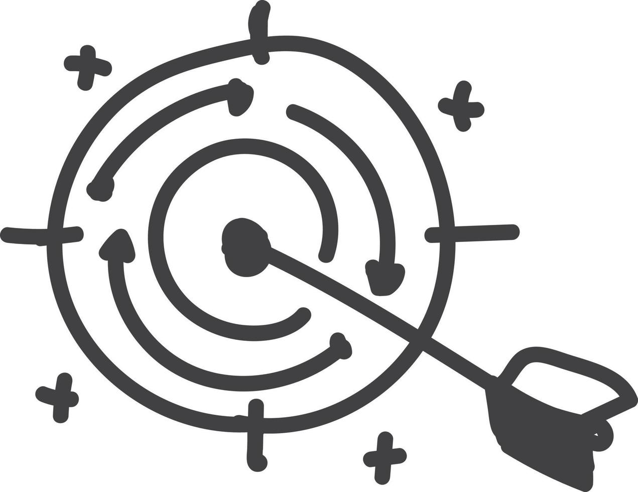 doodle arrows and targets icon outline vector