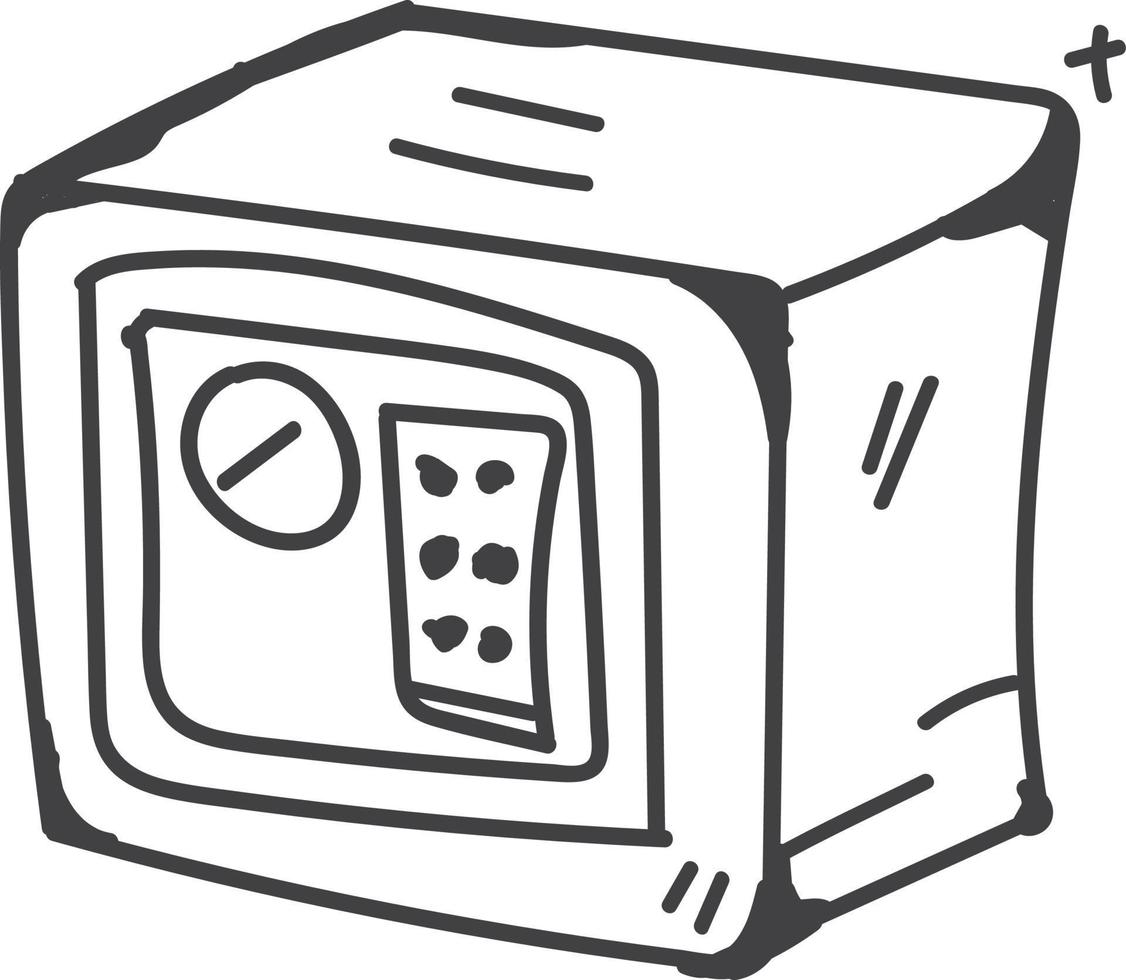 doodle iron safe icon outline vector