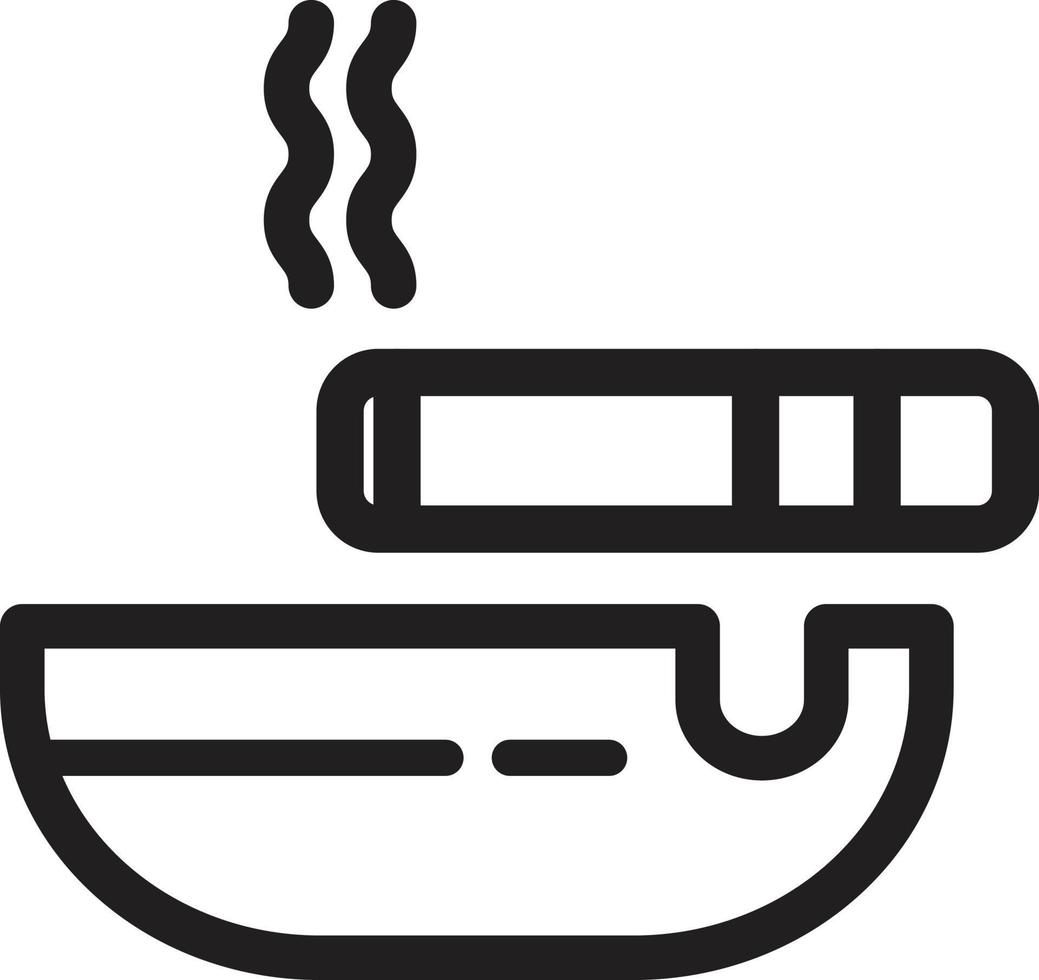 cigarette butts with an ashtray icon outline vector