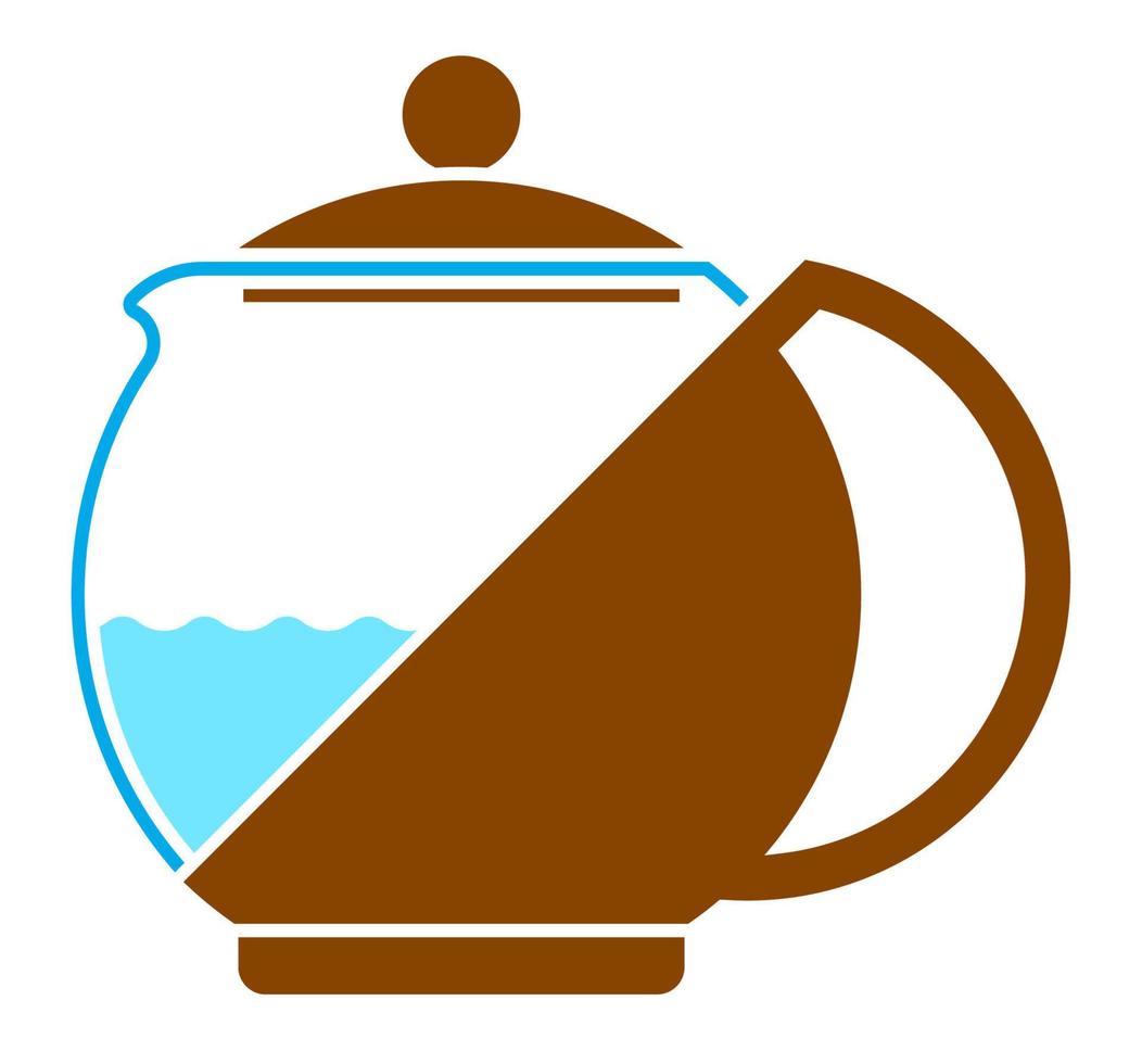 color icon of glass teapot for tea drinking. Kitchenware, breakfast utensils. Flat vector