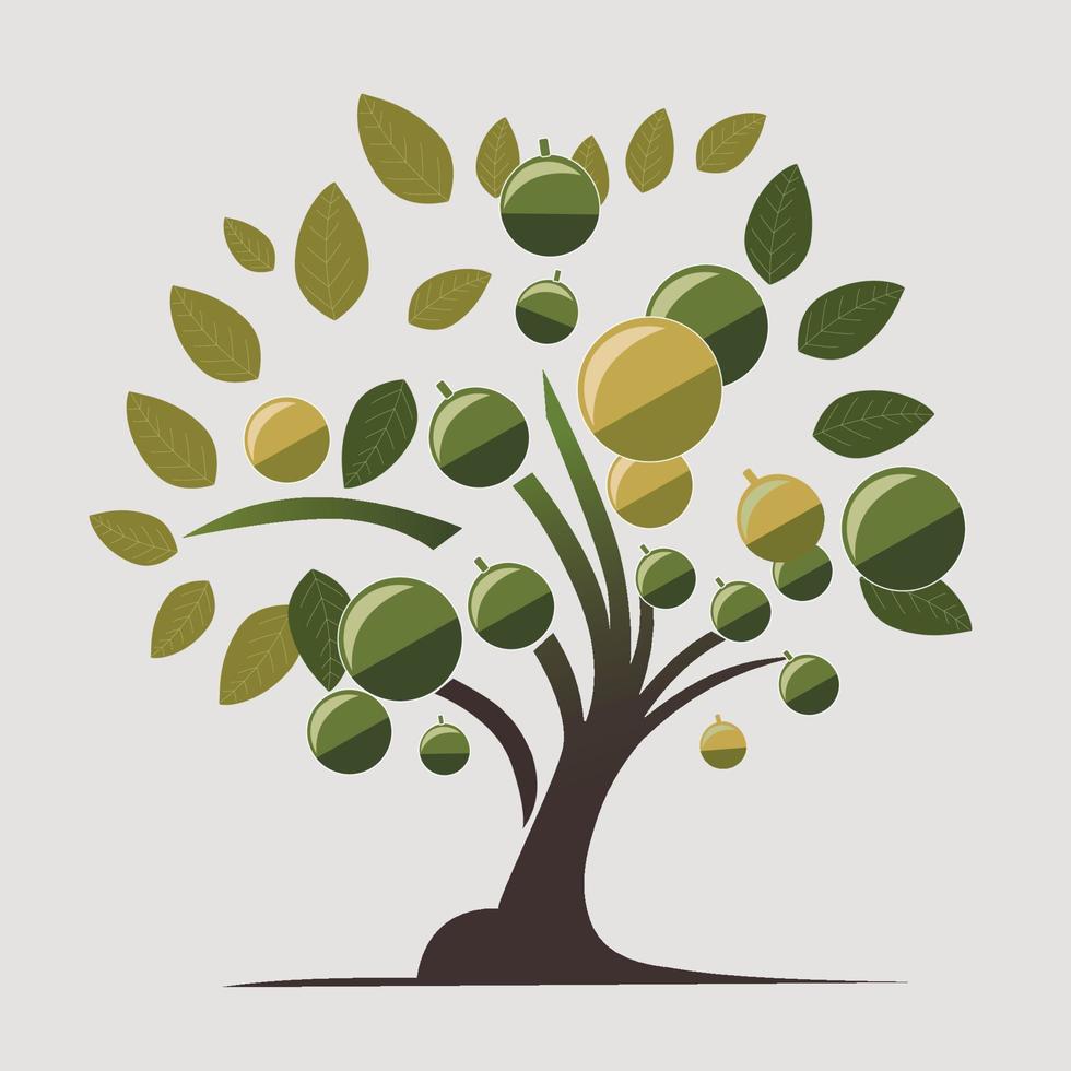 Fruit Tree Graphic with Geometric Fruit Shapes vector