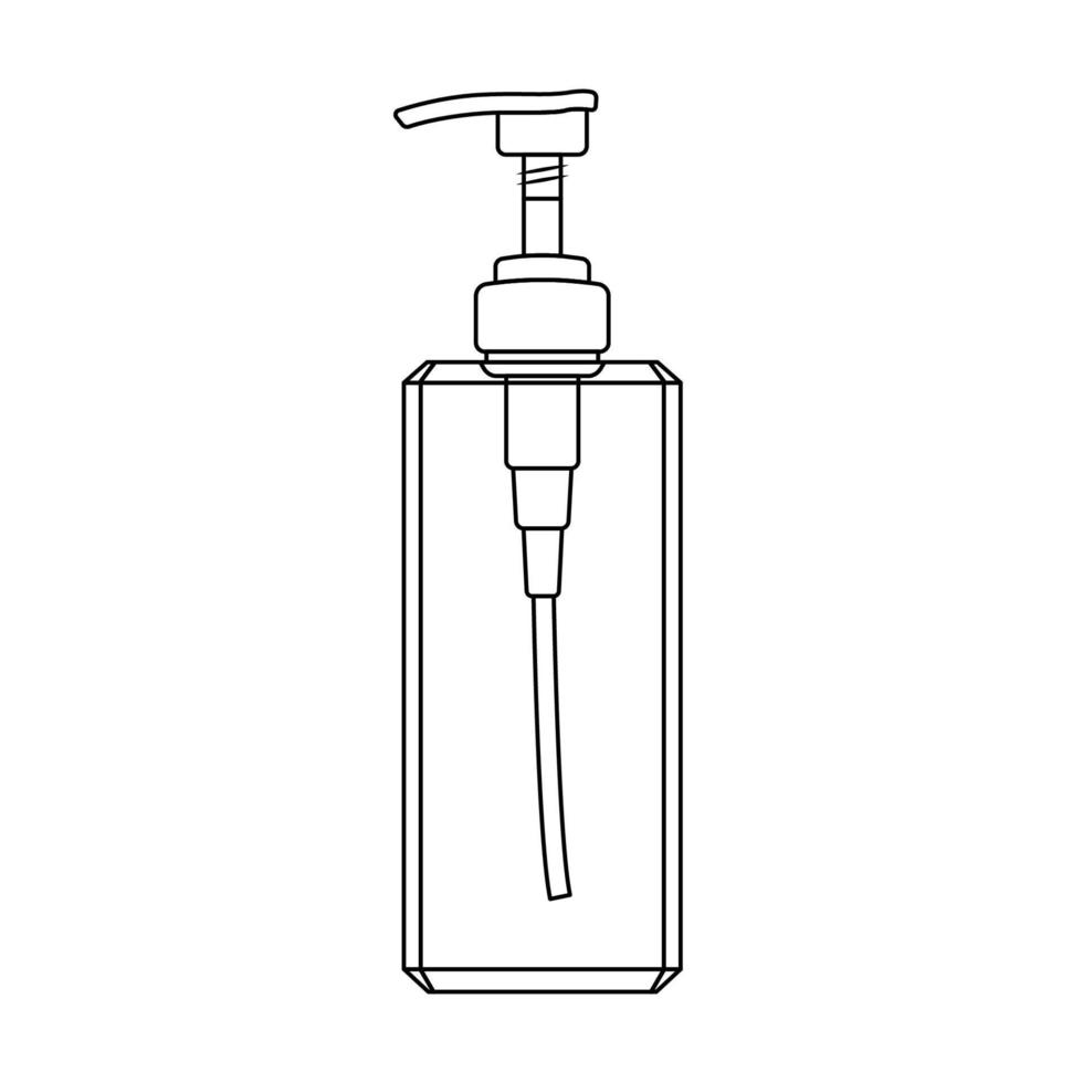 ilustración de icono de contorno de botella de champú sobre fondo blanco aislado adecuado para limpieza, cuidado de la salud, icono de higiene del cabello vector