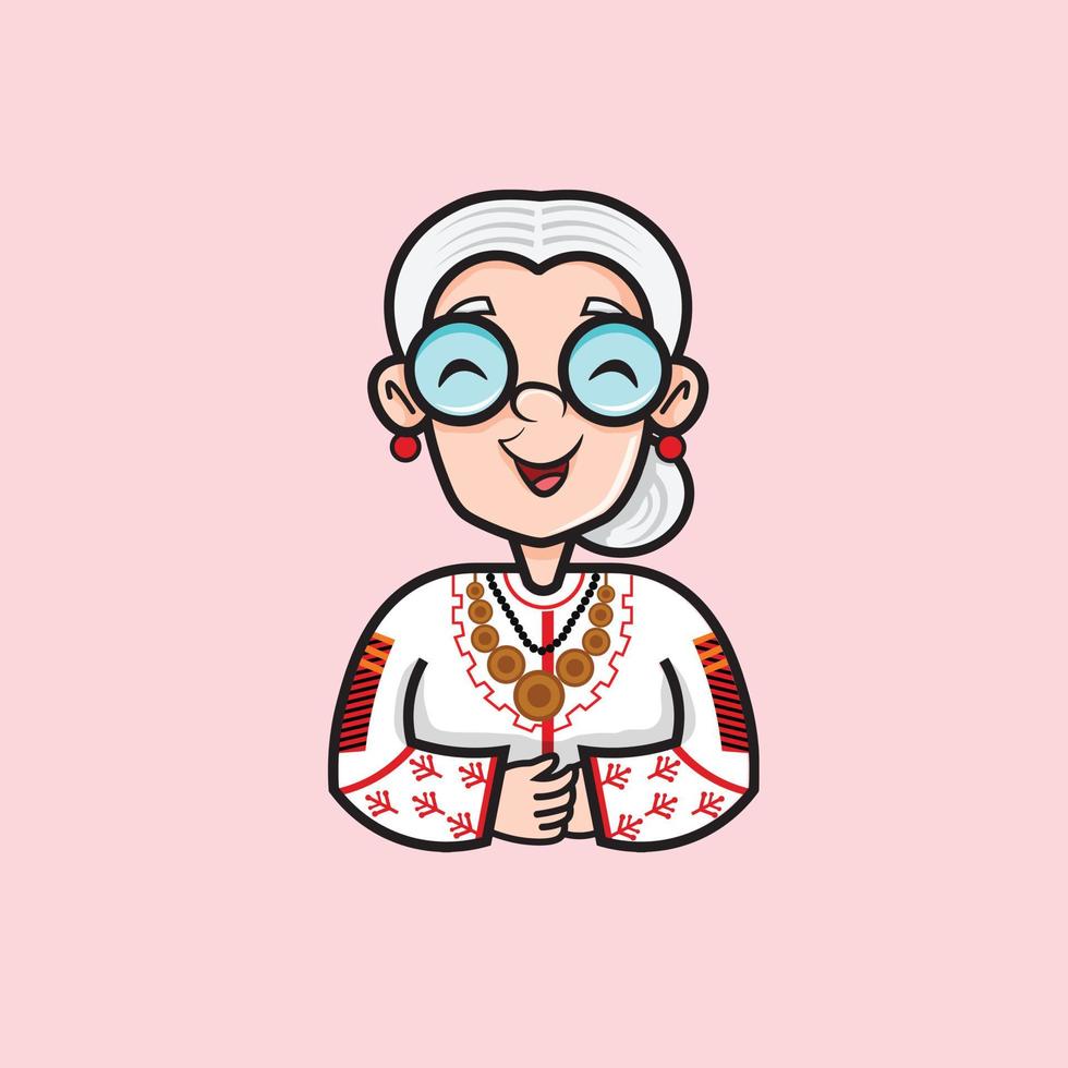 Old Lady Cartoon Illustration vector