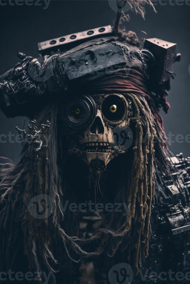 close up of a person wearing a pirate costume. . photo