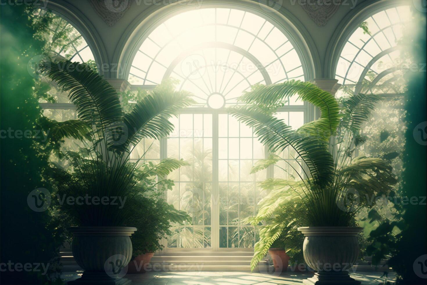 magical conservatory day light digital background. photo