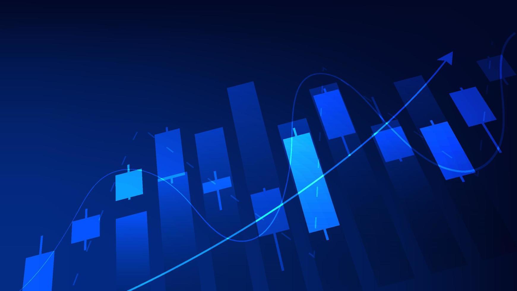 Financial business statistics with bar graph and candlestick chart show stock market price vector