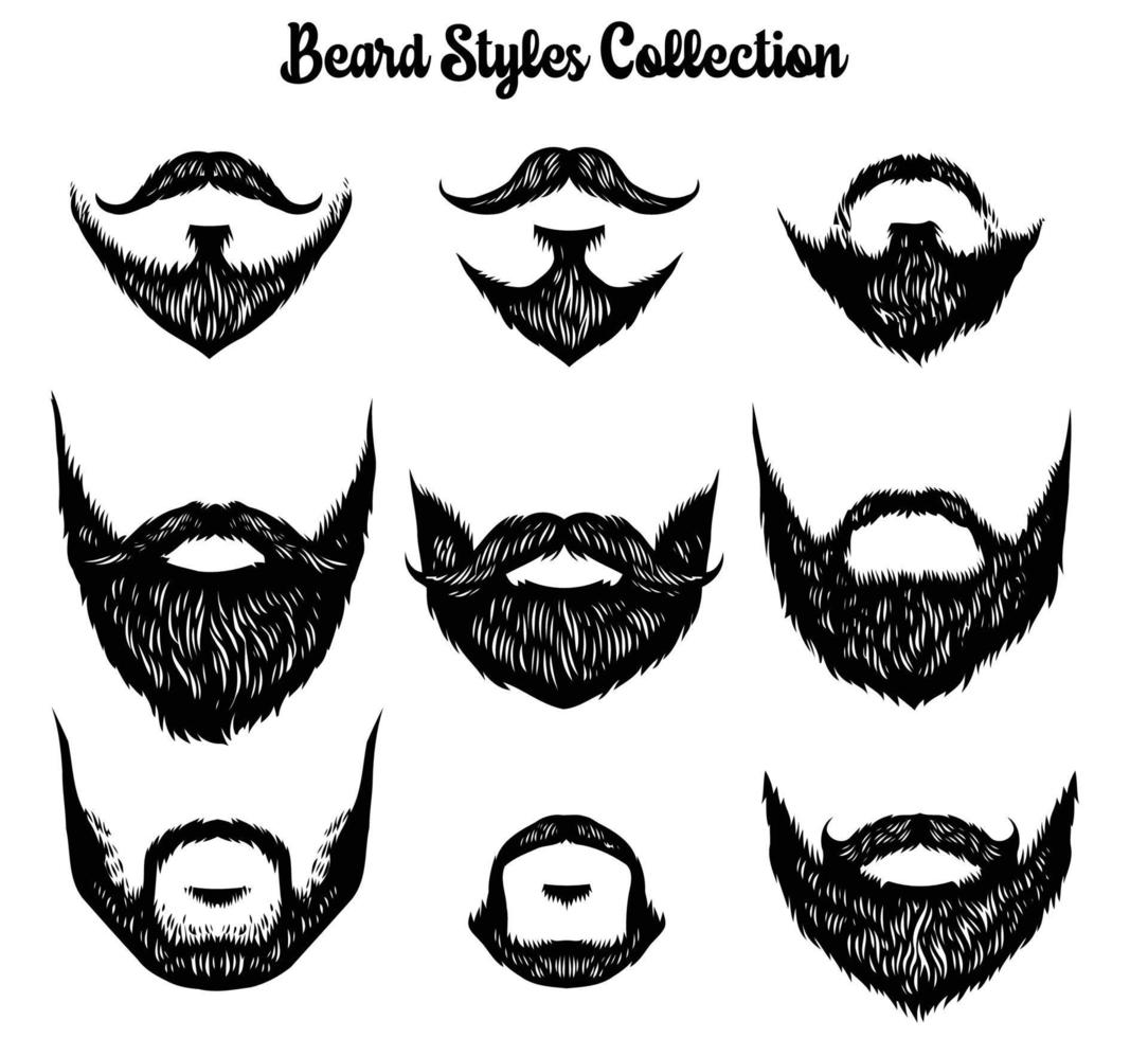 hand drawn of beard styles collection vector
