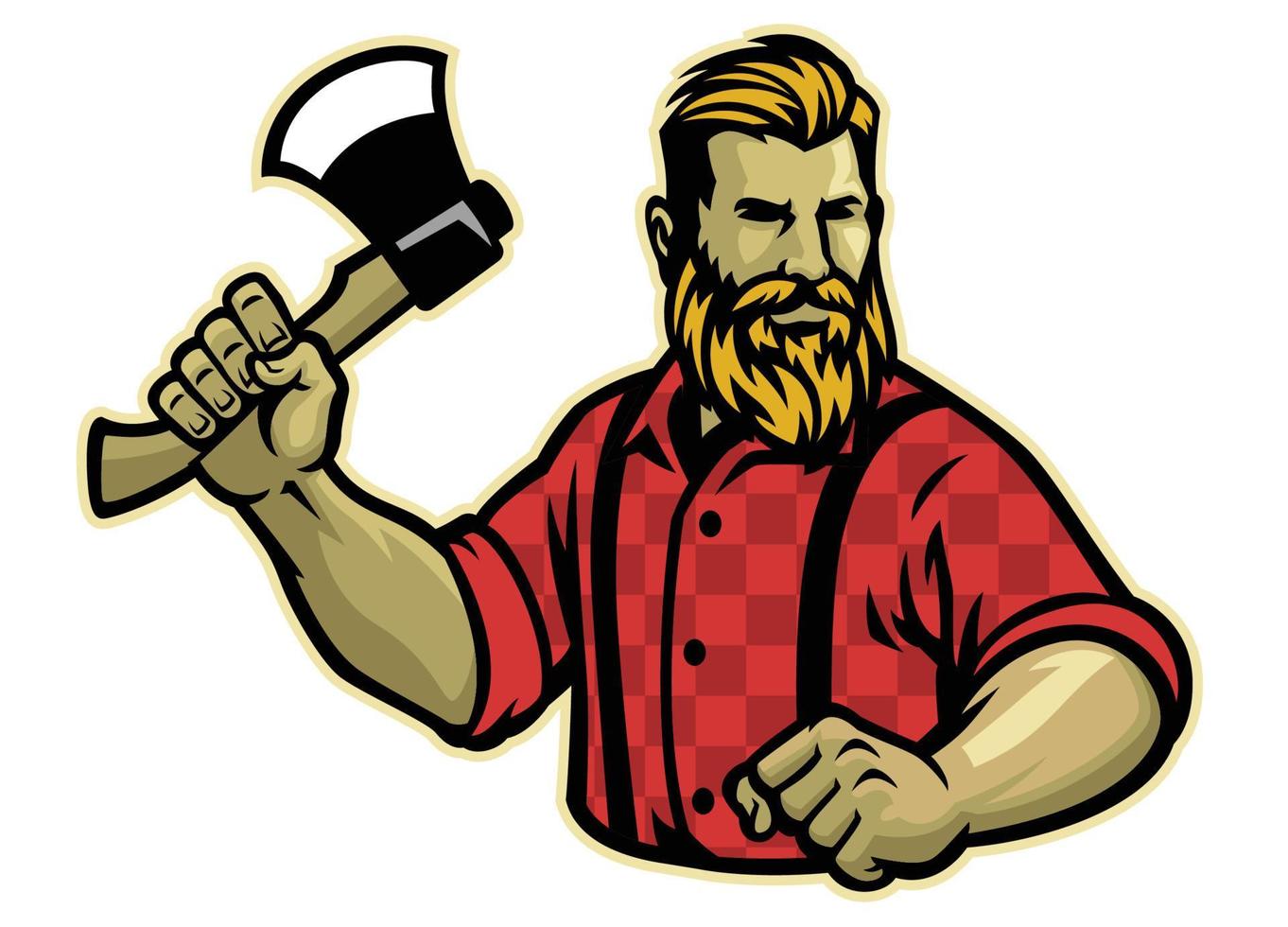 lumberjack mascot pose with axe vector