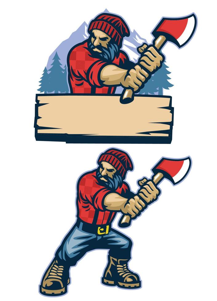 cartoon style mascot of lumberjack vector