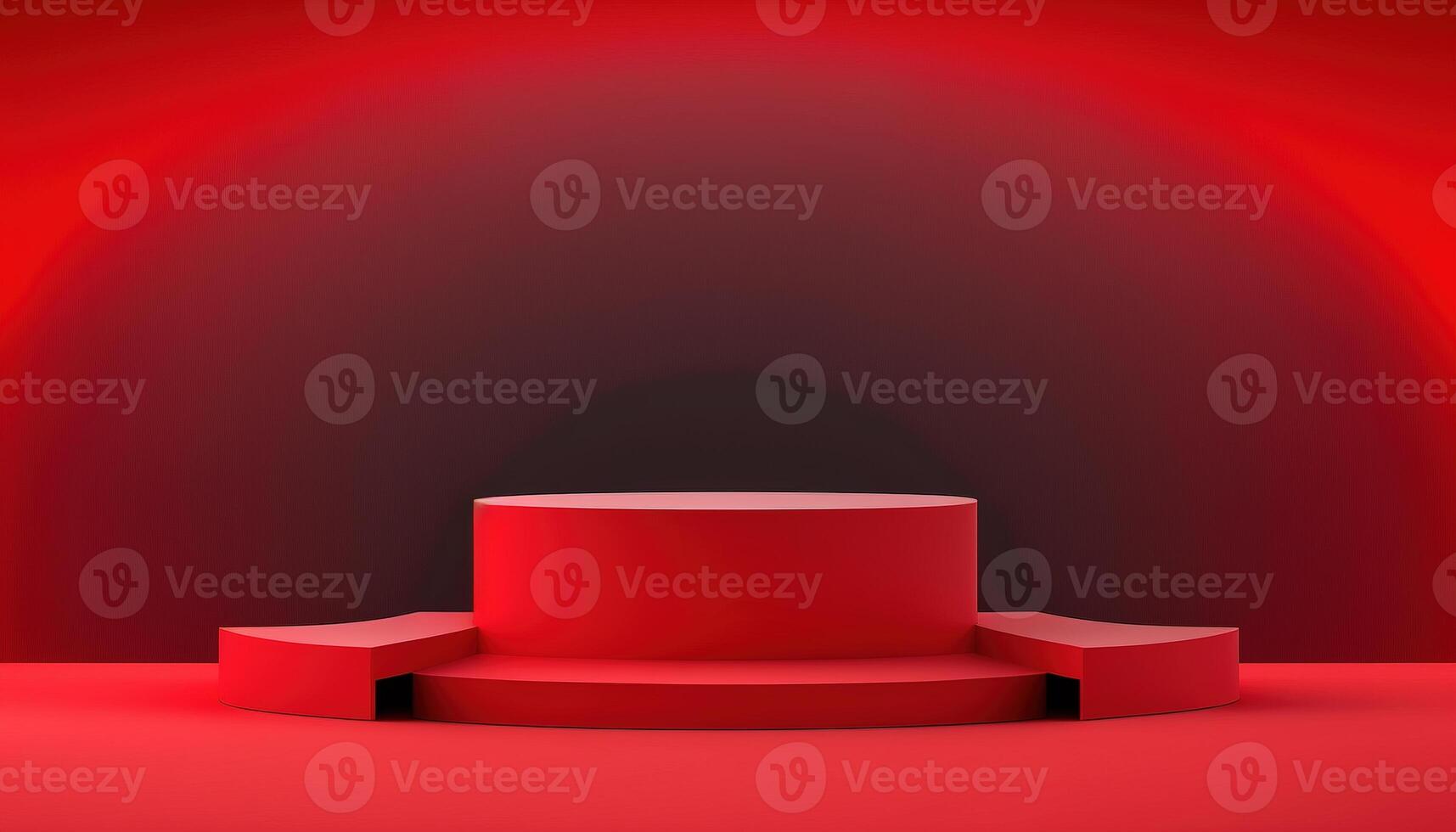 realista 3d rojo tema podio para producto mostrar. ai generado foto