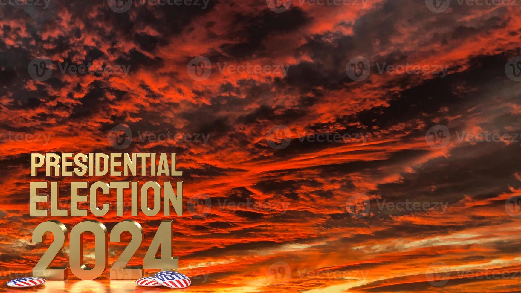 The twilight sky and gold text presidential election 2024 for vote