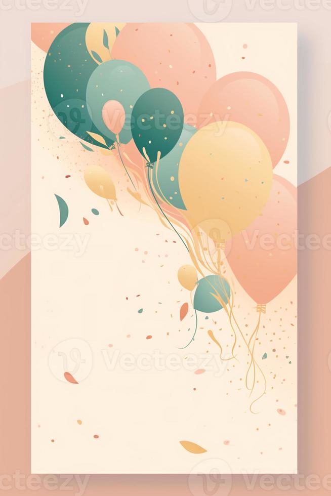 Colorful simple decoration illustration for party, birthday, baby shower, bridal shower, graduation, business event, grand opening, anniversary, holiday invitation draft and greetings card template. photo