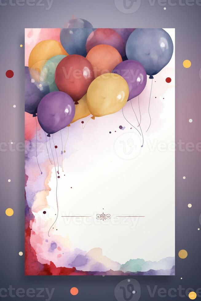 Colorful simple decoration illustration for party, birthday, baby shower, bridal shower, graduation, business event, grand opening, anniversary, holiday invitation draft and greetings card template. photo