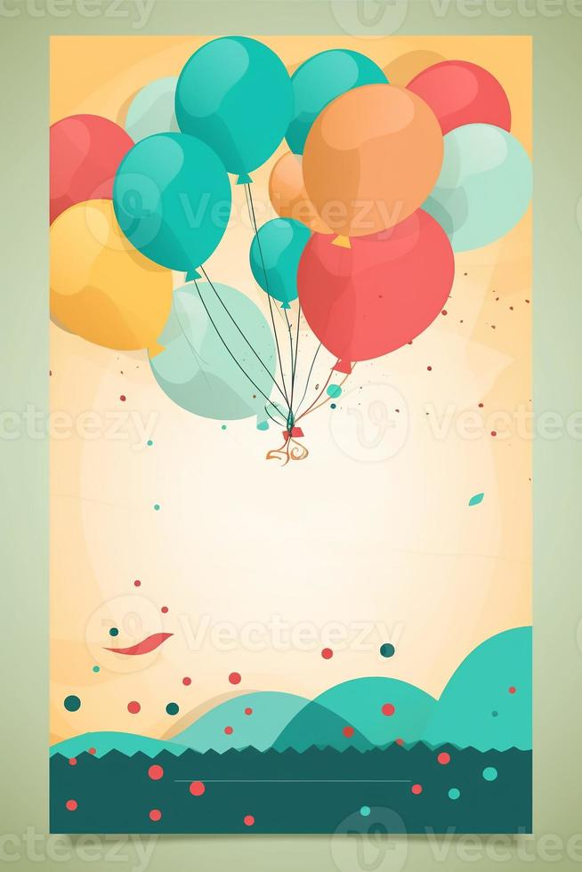 Colorful simple decoration illustration for party, birthday, baby shower, bridal shower, graduation, business event, grand opening, anniversary, holiday invitation draft and greetings card template. photo