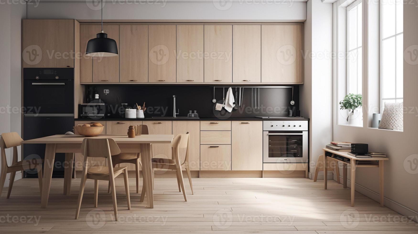 sencillo minimalista moderno cocina acogedor cómodo y elegante para casa y departamento, gabinete, cocina hundir, y algunos cocina accesorios, comedor habitación, bueno interior. foto