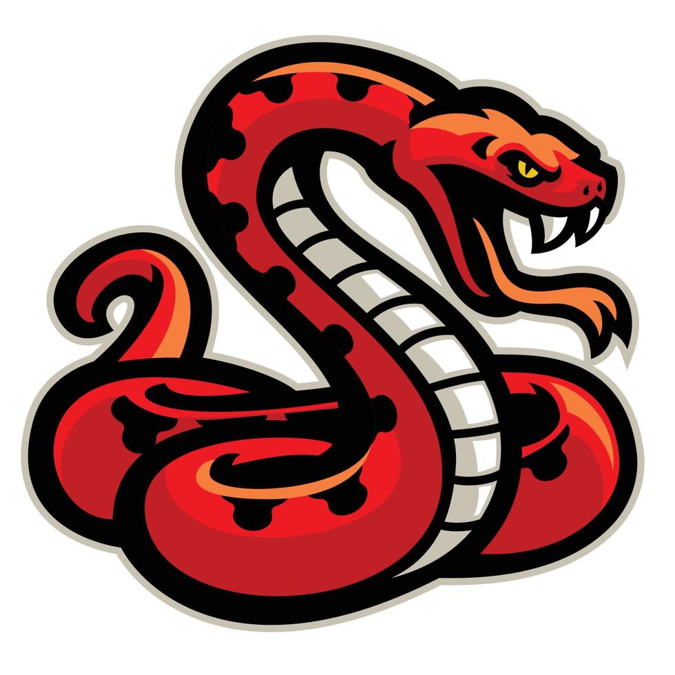 red snake mascot ready to attack vector