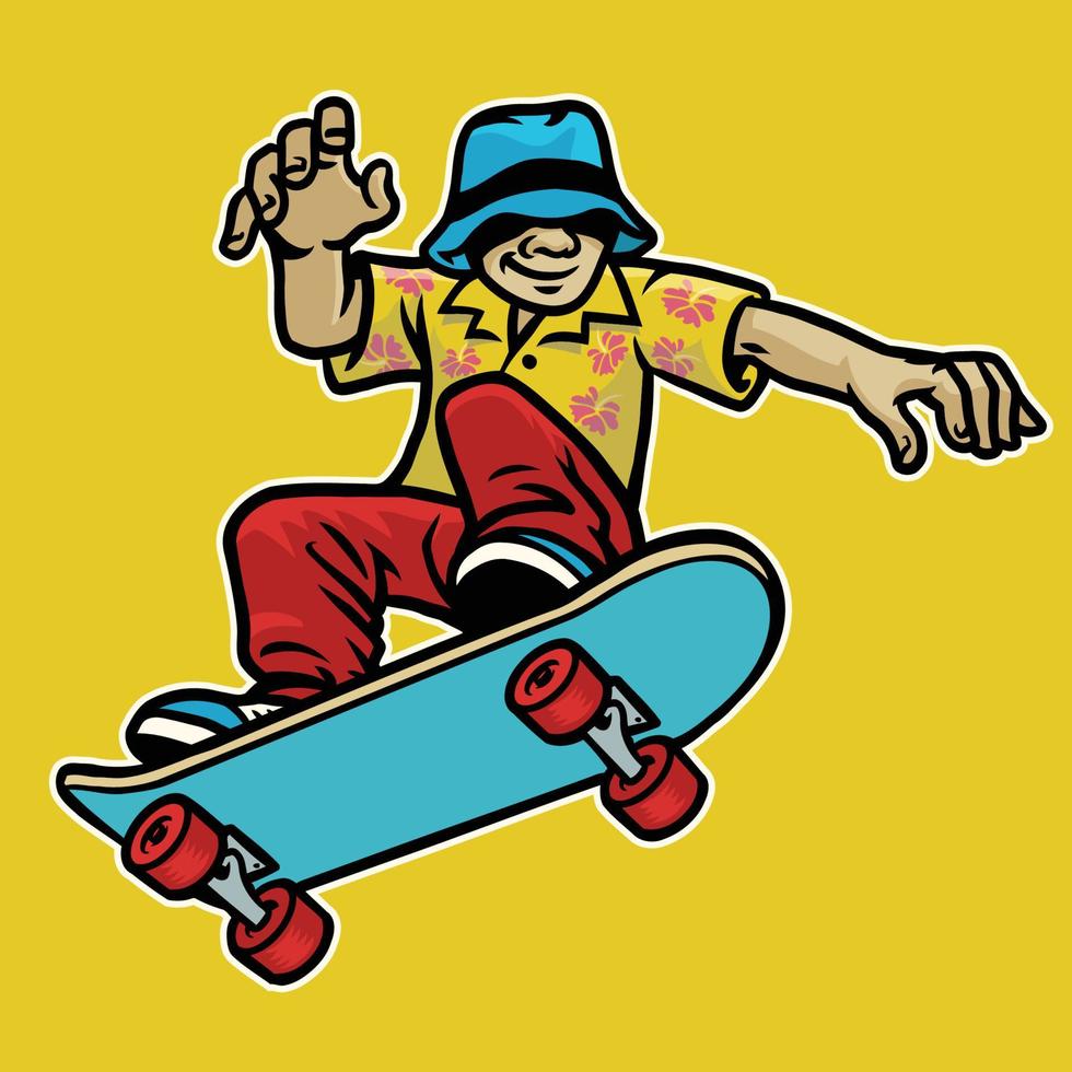 cool guy enjoying skateboard vector