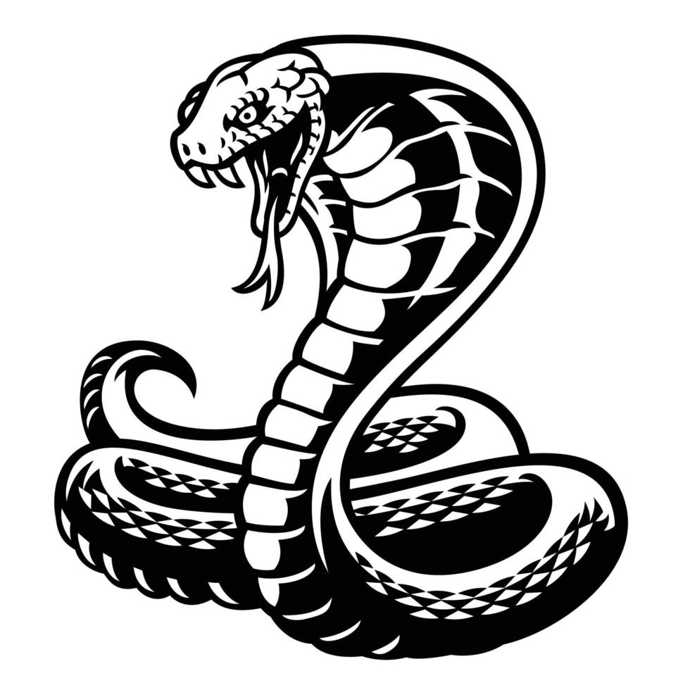 cobra snake tattoo style in black and white vector