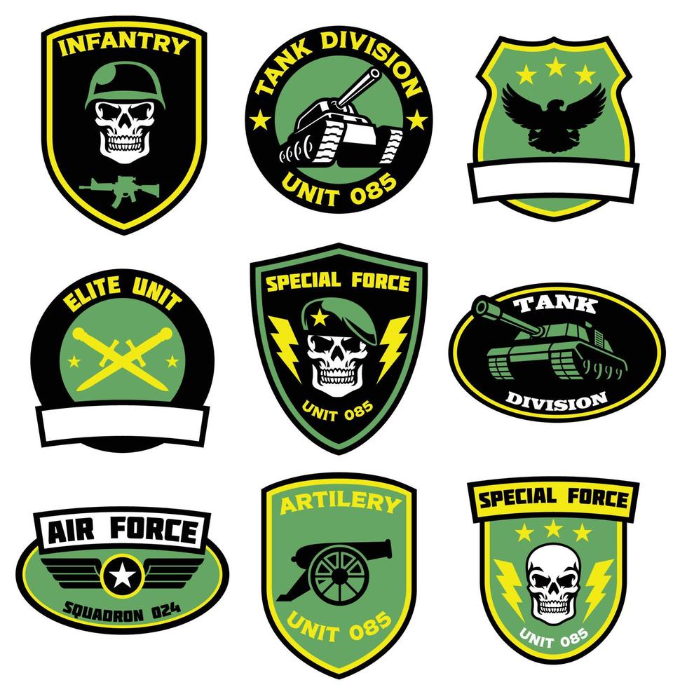 conjunto insignias militar en haz vector