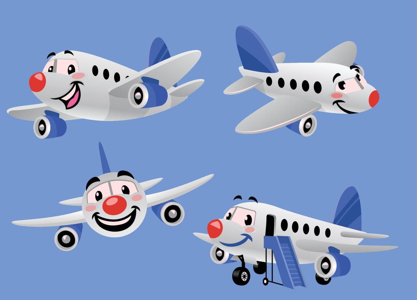 set bundle of cartoon airplane vector