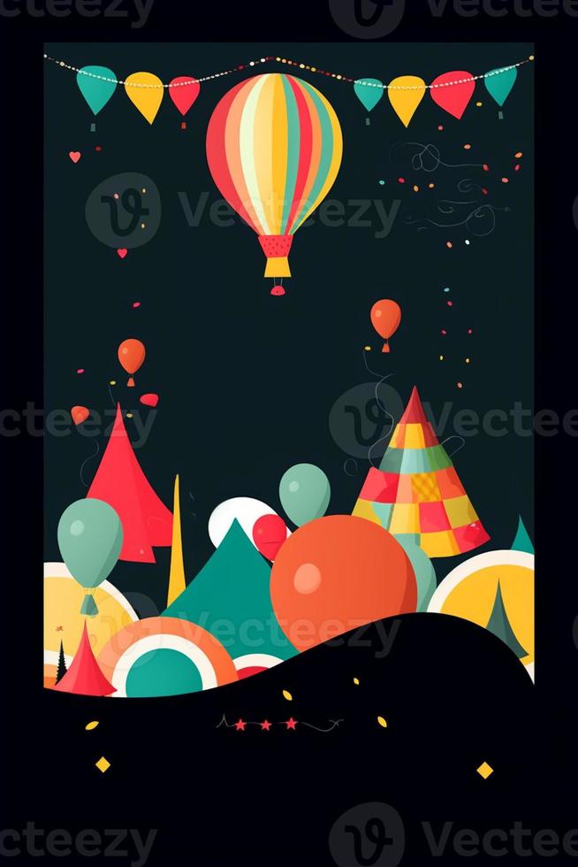 Colorful simple decoration illustration for party, birthday, baby shower, bridal shower, graduation, business event, grand opening, anniversary, holiday invitation draft and greetings card template. photo