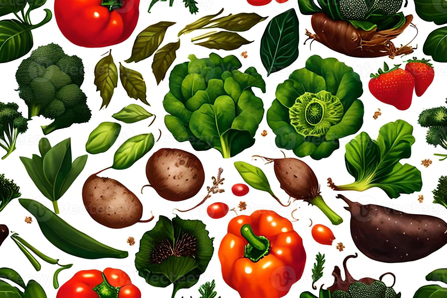 Vegetable pattern and texture background illustration watercolor seamless collection for fabric or any media print. photo