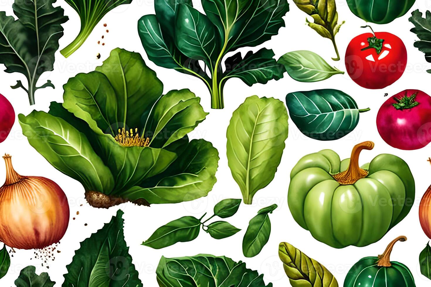 Vegetable pattern and texture background illustration watercolor seamless collection for fabric or any media print. photo