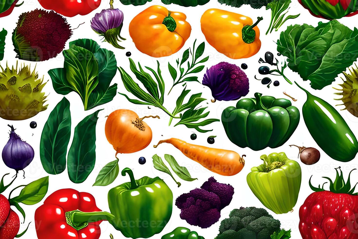 Vegetable pattern and texture background illustration watercolor seamless collection for fabric or any media print. photo