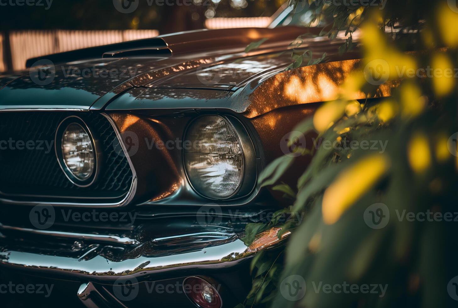 Vintage cars parked in the garden. photo