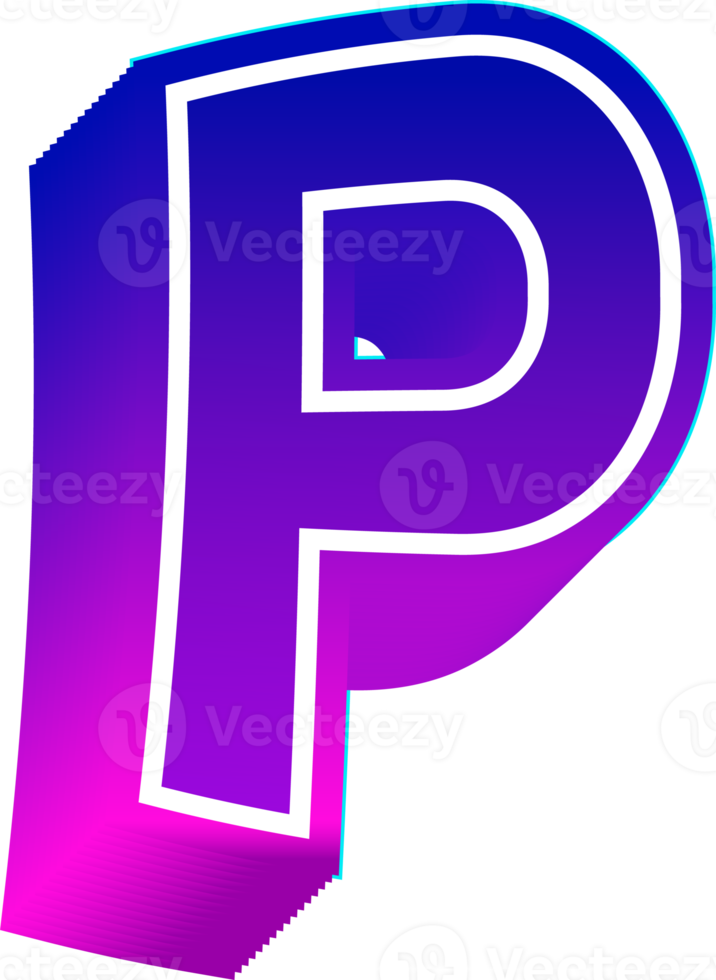 Gradient bold alphabet letters png