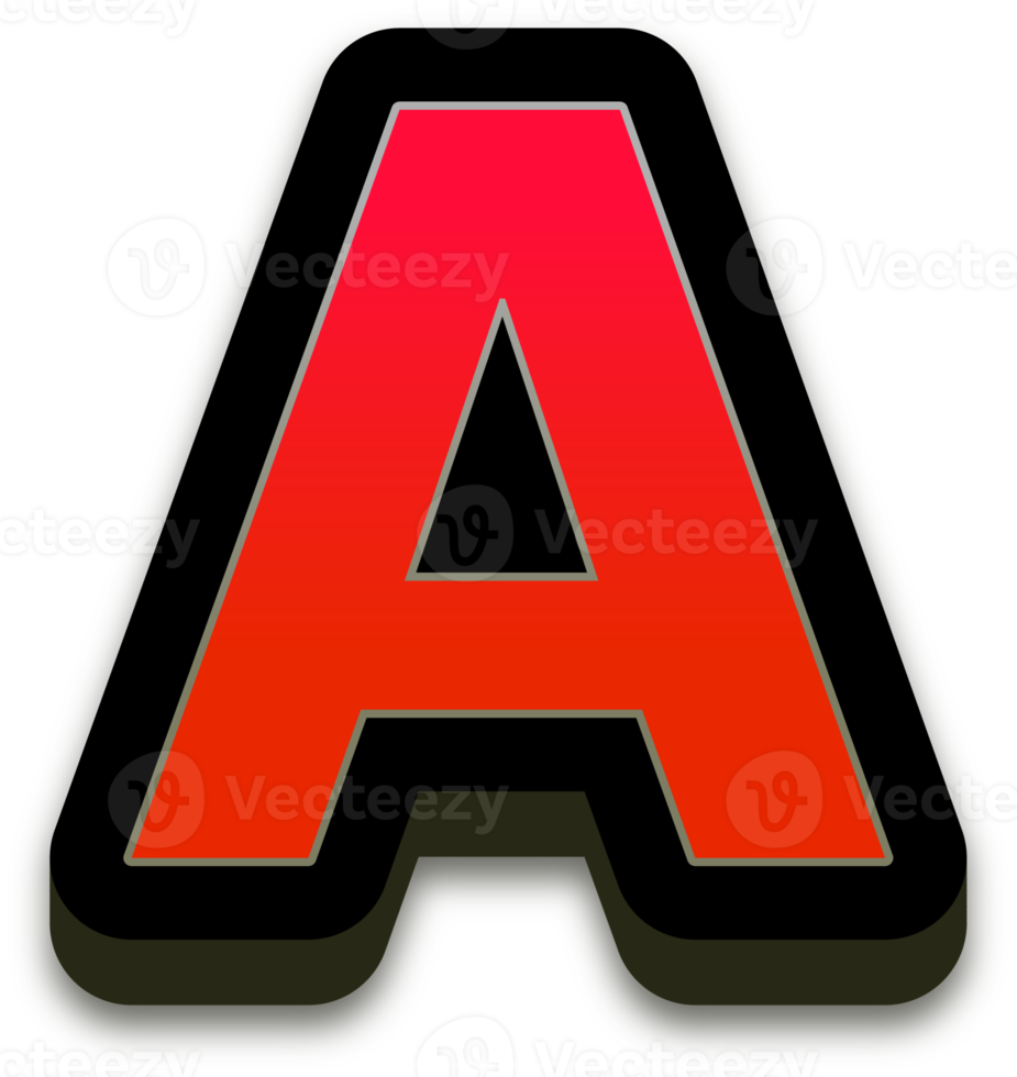 Bold red 3d letters png