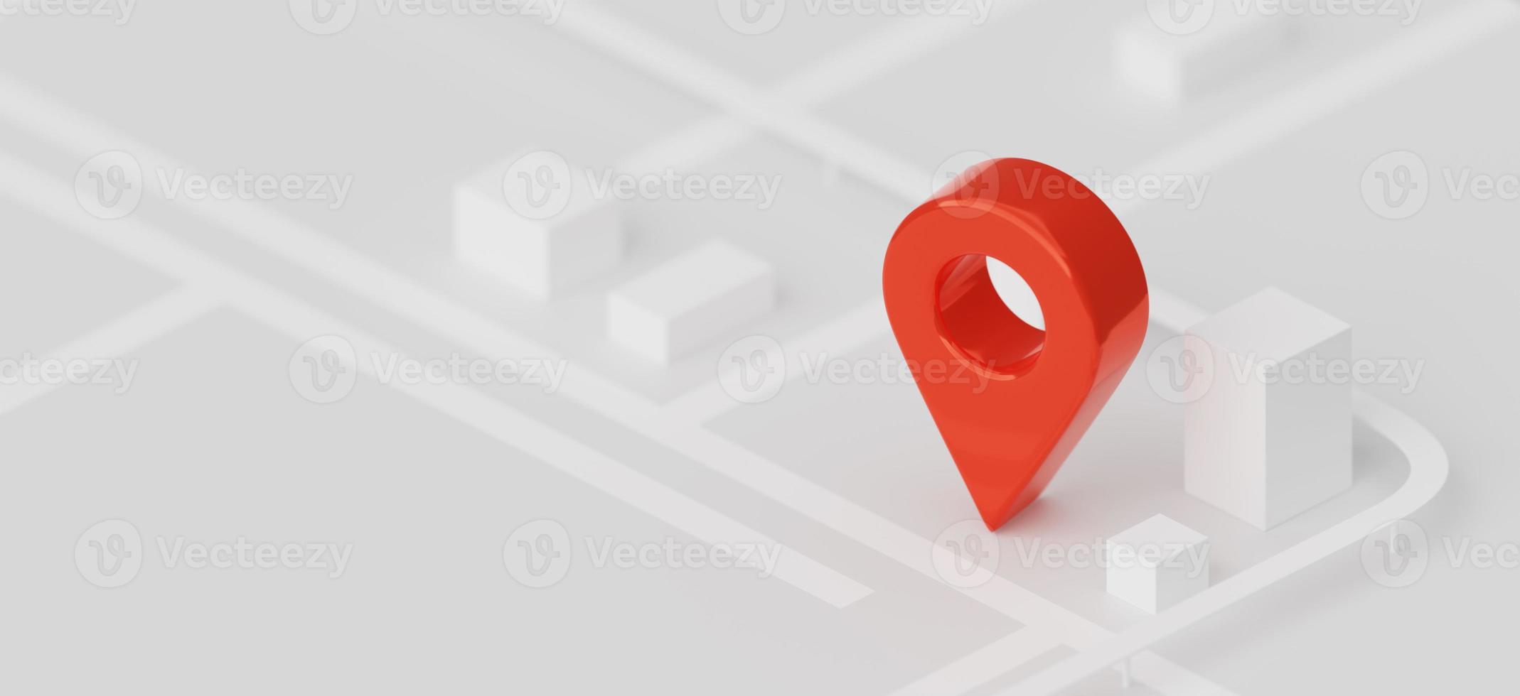 Red pin pointer location navigation address direction marker sign or symbol background 3d illustration photo