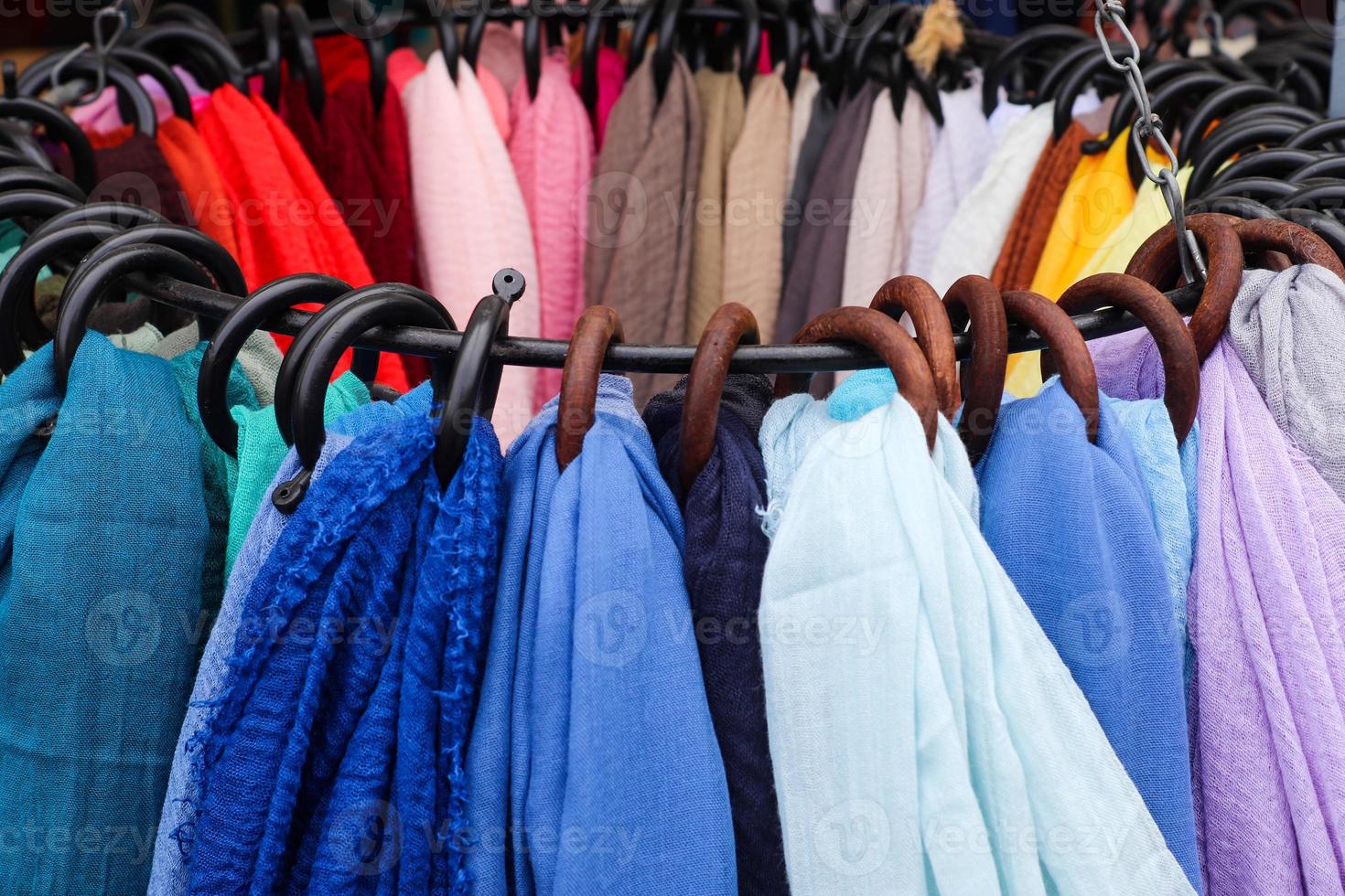 Samples of cloth and fabrics in different colors found at a fabrics market in Germany photo