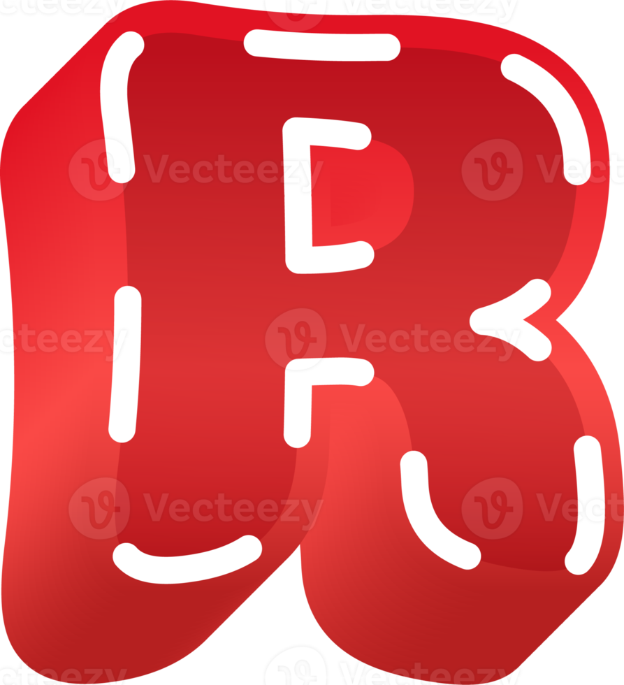 Bold red alphabet letters png